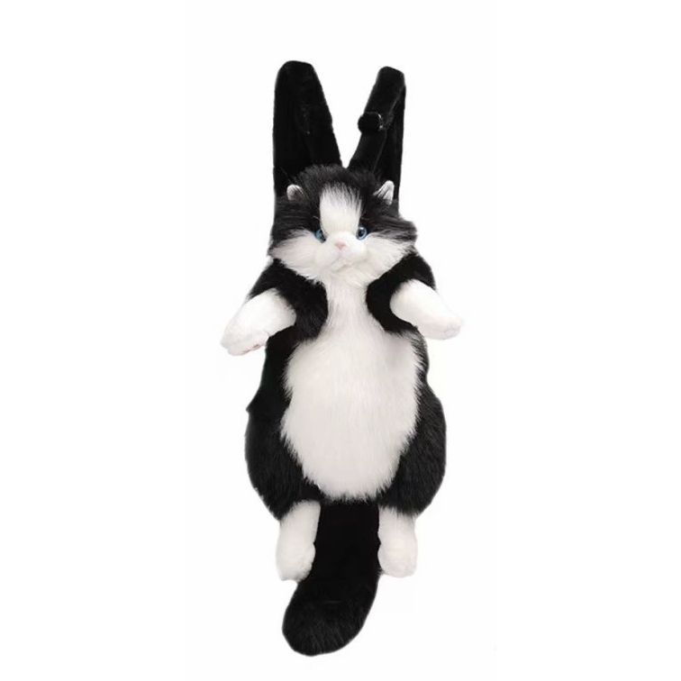 Realistic Plush Cat Backpack – Cute 3D Cat Bag for Travel & Daily Use