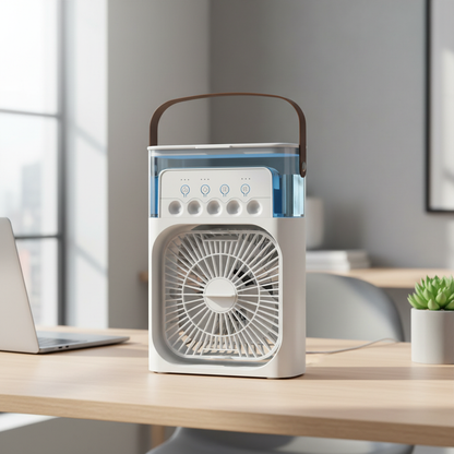 Portable Water Mist Fan Cooler – Rechargeable Mini Air Cooler with Humidifier